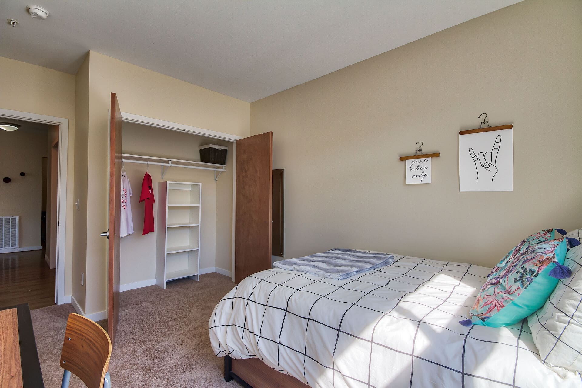 example bedroom at the flats at isu apartments