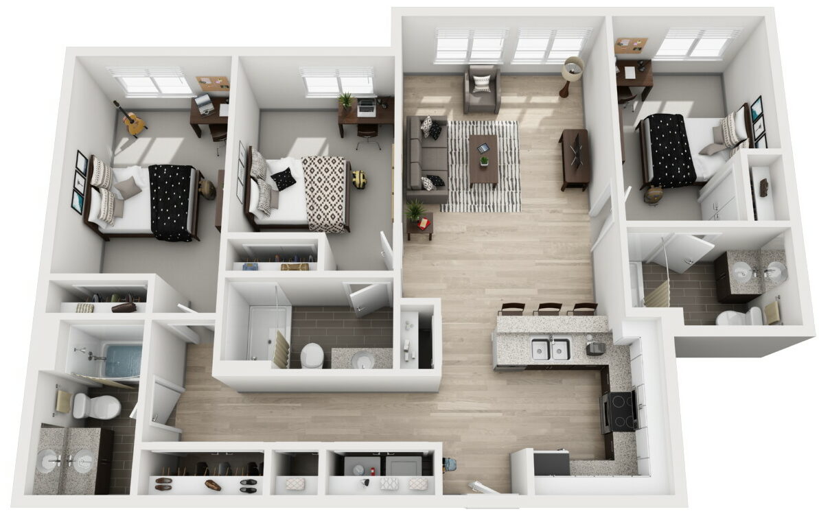 example floor plan layout at the flats at isu apartments