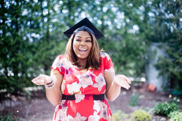 young woman wearing an academic hat